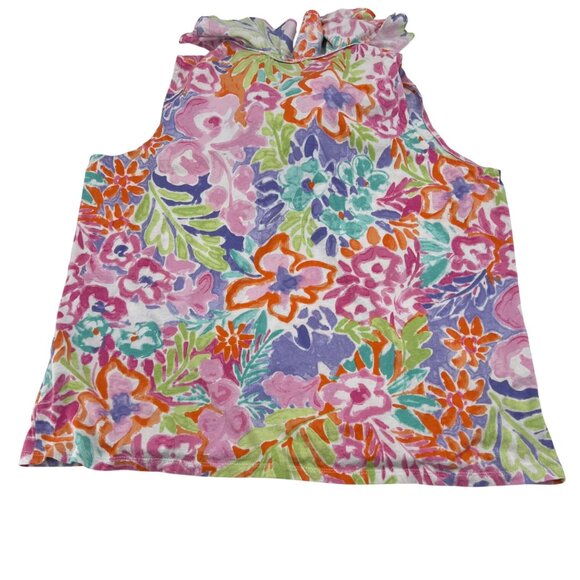 Lauren Ralph Lauren‎ Women's 2X Ruffle Floral Print Sleeveless Top Multicolor - Picture 6 of 6